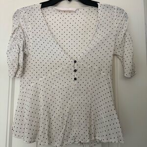 Zara White Fitted Peplum Blouse